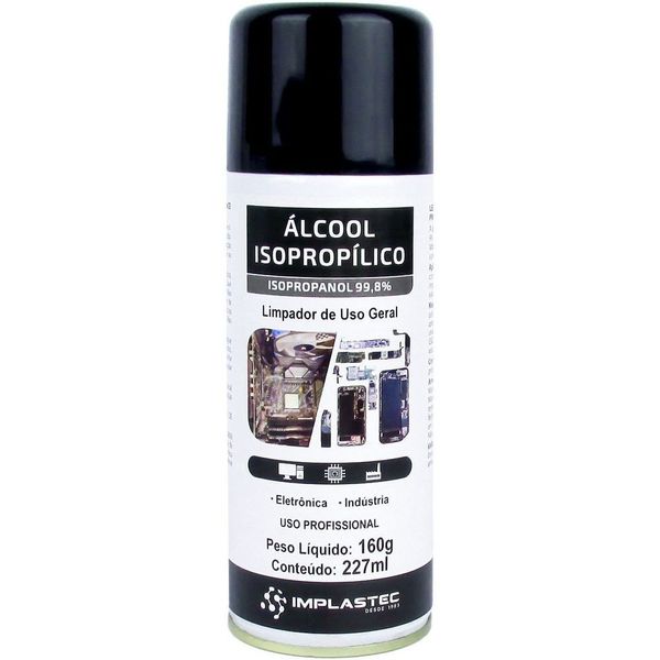 Isopropanol 99,8% Aerossol 160G 227ML para Limpeza de Placas de Circuito Impresso com Alta Pureza Implastec Isopropanol 99,8% Aerossol 160G 227ML para Limpeza de Placas com Alta Pureza Implastec