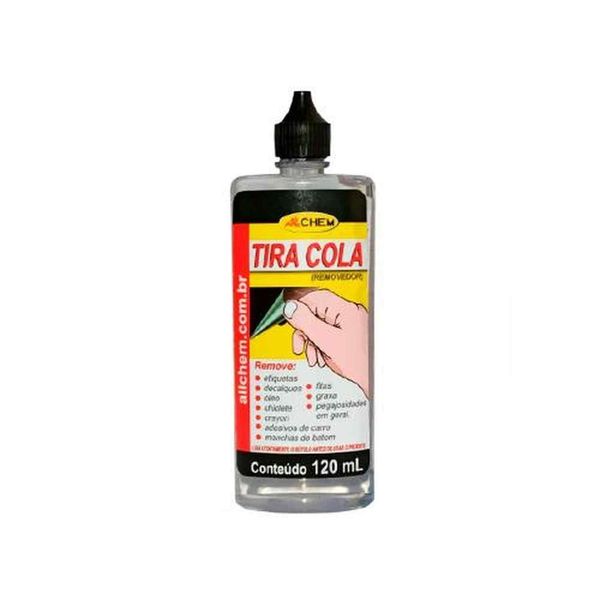 Removedor de Cola Tira Cola 120ML para Etiquetas, Decalques, Adesivos de Carros e Pegajosidades Allchem Universo do Lar Removedor de Cola Tira Cola 120ML para Etiquetas, Adesivos e Pegajosidades Allchem Universo do Lar