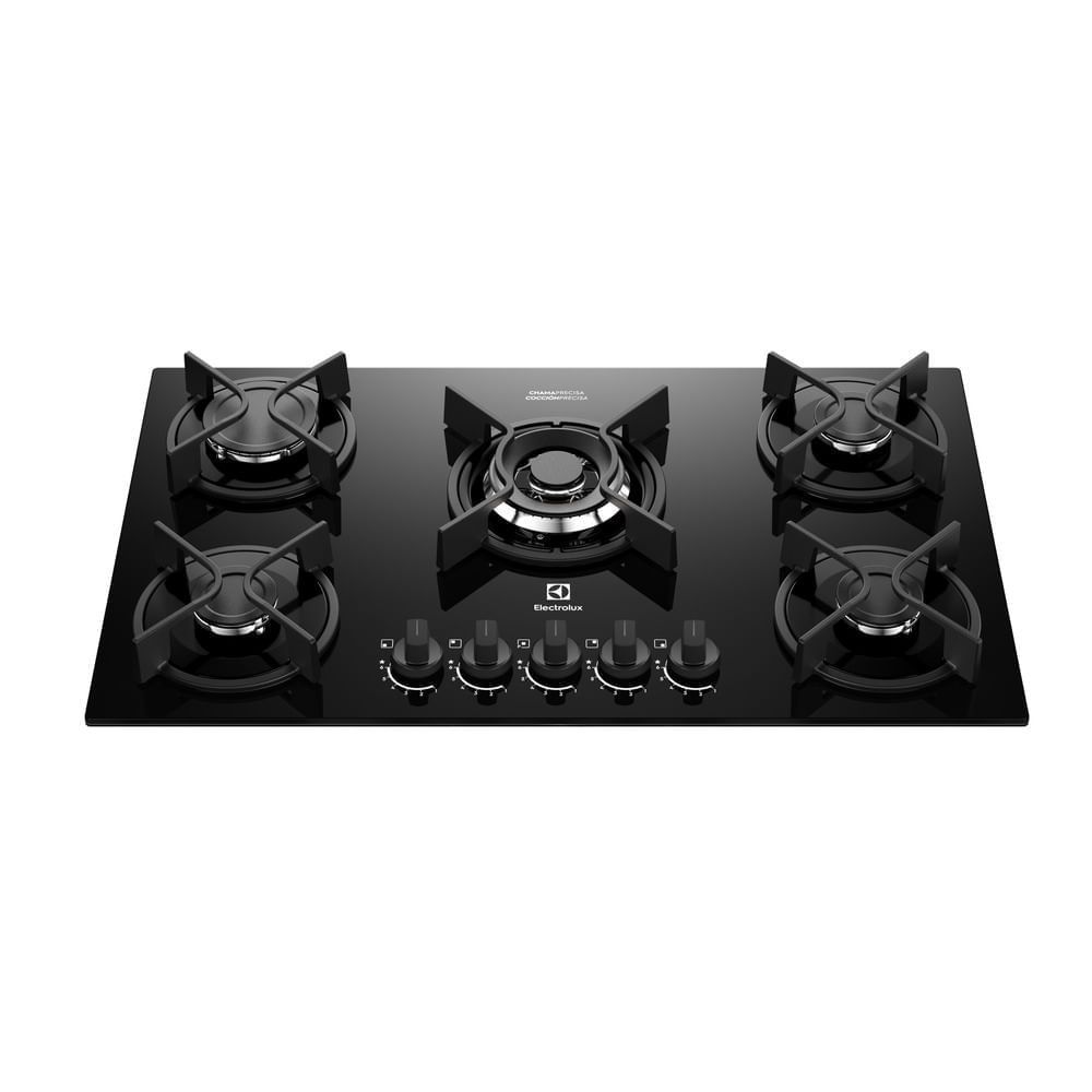 Cooktop a Gás Electrolux KE5GC 5 Bocas Vidro Temperado Experience Chamaprecisa e Multi Preto Bivolt