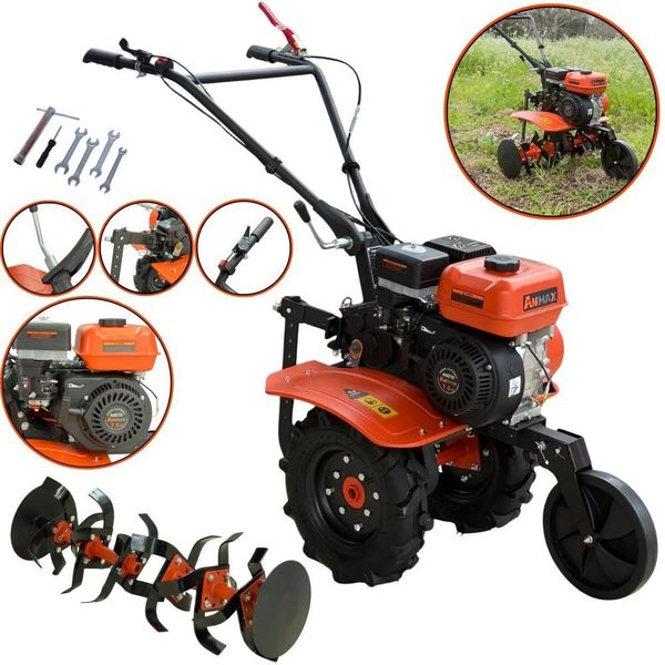Motocultivador MT170G à Gasolina 4T 7HP 208CC com 24 Lâminas Cultivadoras com Discos Laterais Anmax Motocultivador MT170G Gasolina 4T 7HP 208CC com 24 Lâminas Cultivadoras com Discos Anmax