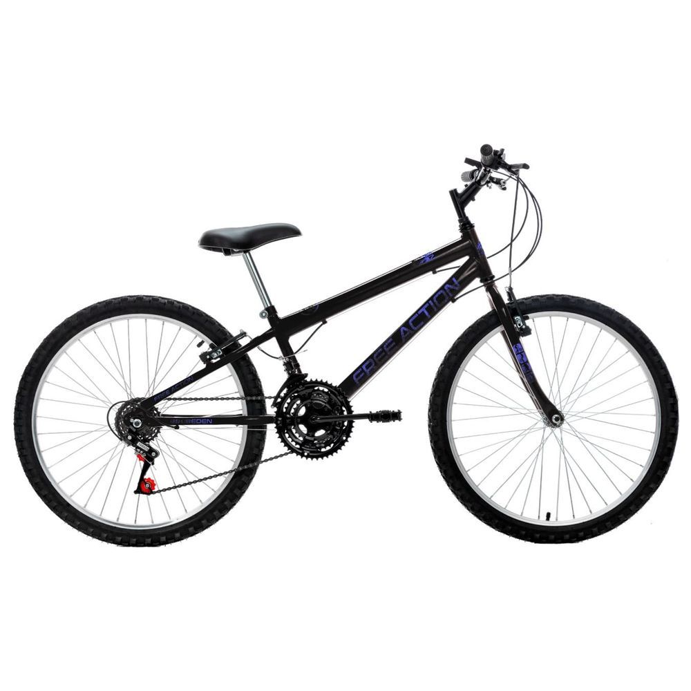 Bicicleta Aro 24 Free Action Eden Mtb 18v V-brake Preto Brilho