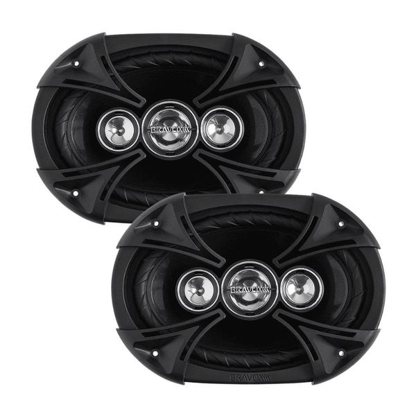 Alto Falante Quadriaxial 6x9 B4X69BK 220W Rms 4R Par com Grade de Proteção para Som Automotivo Bravox Alto Falante Quadriaxial 6x9 B4X69BK 220W Rms 4R Par para Som Automotivo Bravox
