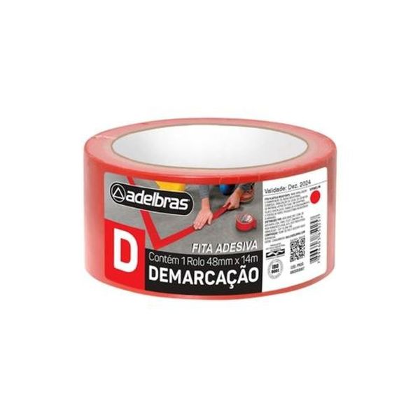 Fita para Demarcação de Solo 910 Adesiva para Sinalização de Áreas Vermelho 48mm X 14m Adelbras Fita para Demarcação de Solo 910 Adesiva para Segurança Vermelho 48mm X 14m Adelbras