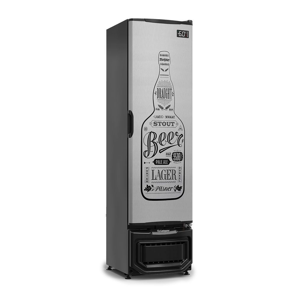 Cervejeira Gelopar 230L 1 Porta Cega Adesivada Inox GCB-23E GW