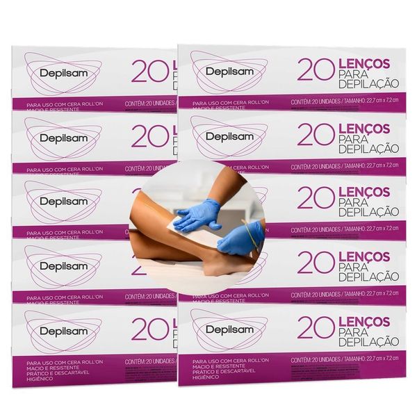 Kit 200 Lenços para Depilação com Cera Roll On Branco Depilsam Descartáveis Macios e Resistentes Kit 200 Lenços para Depilação Uso com Cera Roll On Branco Depilsam Macios e Higiênicos