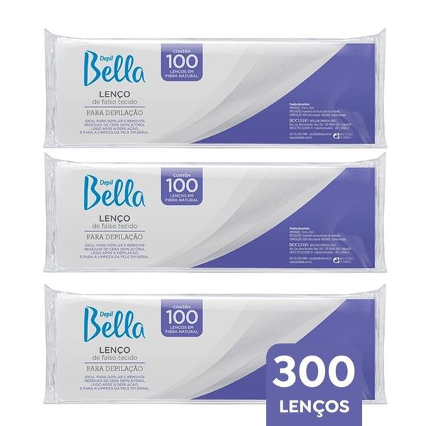 Kit 3 Lenço para Depilação Limpeza de Pele Falso Tecido Fibra Natural Branco 100un Depil Bella Kit 3 Lenço para Depilação Falso Tecido Fibra Natural Branco Depil Bella 100un