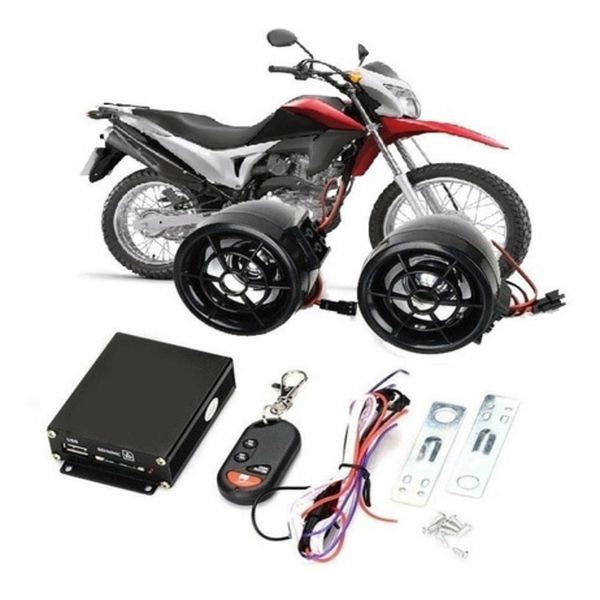 Kit Alarme para Moto com Trava Bluetooth Mp3 Rádio Fm e 2 Caixas de Som 10W Controle Remoto Utibom Kit Alarme para Moto Bluetooth Mp3 Rádio Fm com Trava e Caixas de Som 10W Controle Remoto Utibom