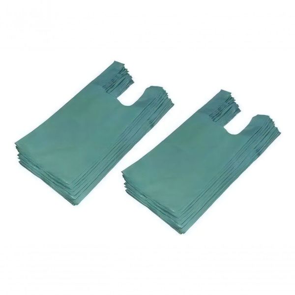 Kit 500 Sacolas Plásticas 40X50 Tipo Alça Camiseta Reciclada Verde de Polietileno de Alta Densidade Verde Kit 500 Sacolas Plásticas 40X50 Tipo Alça Camiseta Reciclada Verde