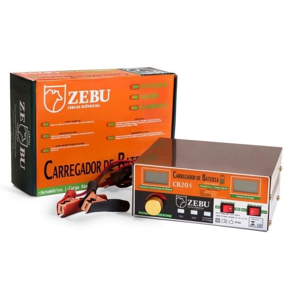 Carregador de Bateria Automotivo 20A 400W 12V-24V Bivolt Modelo CB20I 35670 com Saída Automática Zebu Carregador de Bateria 20A 400W 12V-24V Bivolt CB20I 35670 para Uso Automotivo Zebu