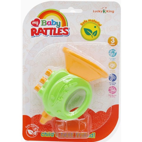 Chocalho Infantil My Baby Rattles para Estimular Percepção Auditiva e Coordenação Motora Toy King Chocalho Infantil My Baby Rattles com Som Suave e Formato de Trompete Toy King