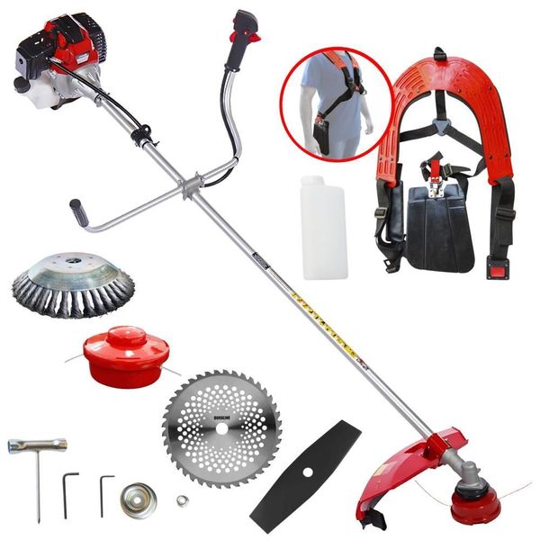 Roçadeira Lateral a Gasolina RT43L 43cc 1,7HP 4 Opções de Corte com Lâminas e Escova Rotativa Toyama Roçadeira Lateral a Gasolina RT43L 43cc 1,7HP com Kit de Corte Completo Toyama