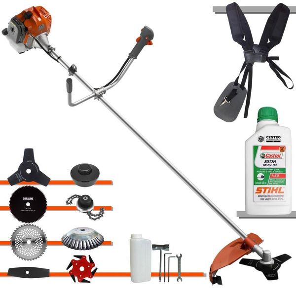 Roçadeira Lateral a Gasolina 2 Tempos RL430ACN-TK 43cc 1,7HP com Facas Escova Trimmer e Óleo Tekna Roçadeira Lateral a Gasolina 2 Tempos RL430ACN-TK 43cc 1,7HP com Acessórios Tekna