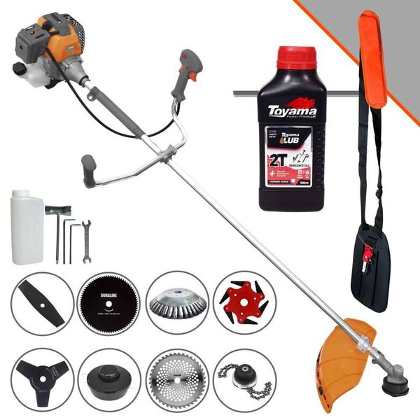 Roçadeira Lateral a Gasolina 2 Tempos RL520P Plus 52cc 2HP com Facas Escova Trimmer e Óleo 2T Tekna Roçadeira Lateral a Gasolina RL520P Plus 52cc 2HP com Facas Escova Rotativa e Óleo 2T Tekna