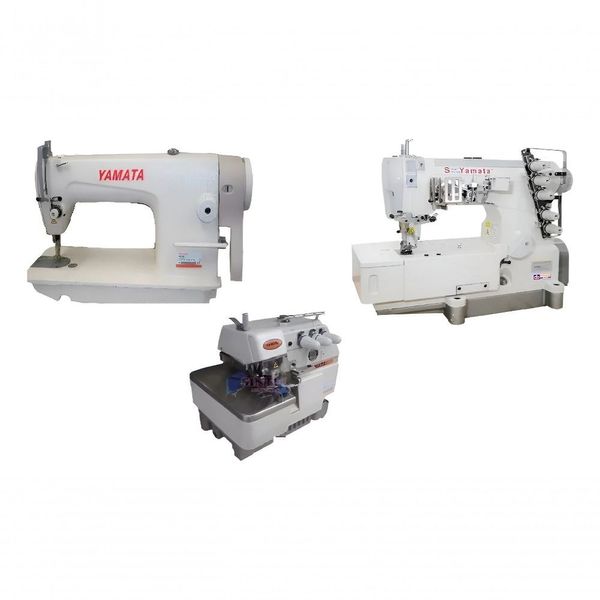 Kit Máquinas de Costura Industriais Reta Overlock e Galoneira Completas 3 Leds Autovolt 110-220V Yamata Máquinas de Costura Industriais Reta Overlock e Galoneira Completas Autovolt 110-220V Yamata