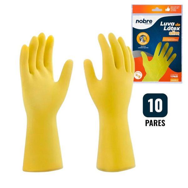 Kit 10 Pares Luva de Proteção Química Tamanho g Látex Impermeável Amarelo Goedert Kit 10 Pares Luva de Proteção Química Tamanho g Látex Amarelo Goedert
