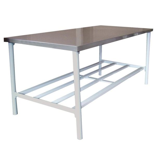 Bancada de Apoio Ba 1400-900 com Tampo Inox Escovado 1,40m X 0,90m Base Branca Branco Metalcubas Bancada de Apoio Ba 1400-900 com Tampo Inox Escovado Base Branca Branco Metalcubas