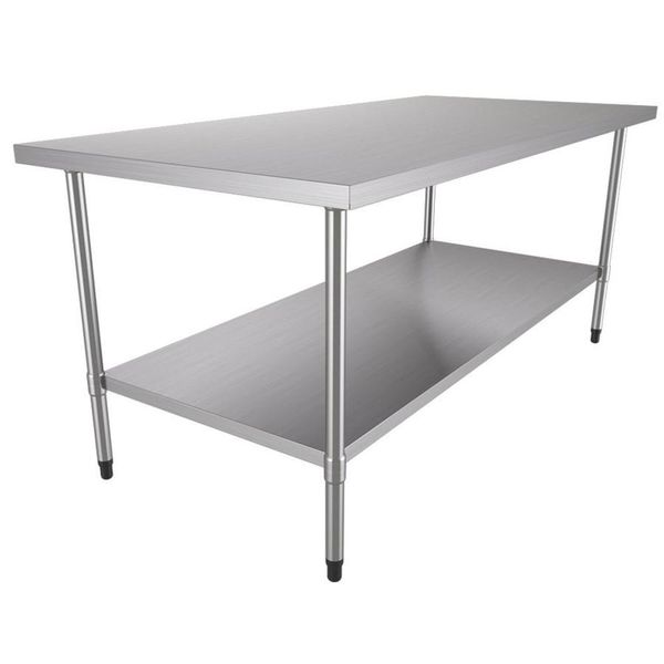 Bancada de Apoio BAI 1800-700 para Manipulação em Aço Inox Escovado 430 1,80m X 0,70m Branco Metalcubas Bancada de Apoio BAI 1800-700 em Aço Inox 430 com Paneleiro Fechado 1,80m X 0,70m Branco Metalcubas