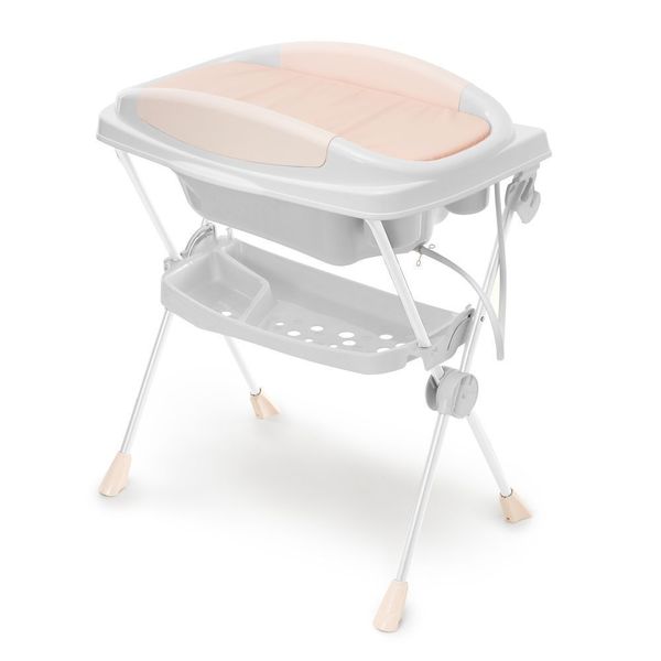 Banheira com Trocador Desmontável Premium 7005 Dobrável Branca e Rosa com Suporte e Acessórios Galzerano Banheira com Trocador Premium 7005 Dobrável Branca e Rosa com Suporte Galzerano