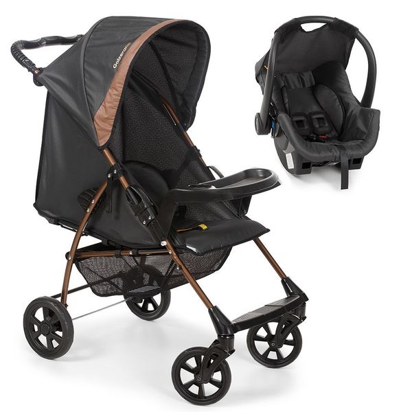 Travel System Carrinho de Bebê Romano 1039 com Bebê Conforto Cocoon Slim para 0 Meses Dobrável Preto e Cobre Galzerano Travel System Carrinho de Bebê Romano 1039 com Bebê Conforto Cocoon Slim Preto e Cobre Galzerano
