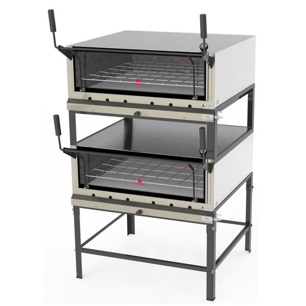 Forno a Gás Industrial Duplo de Lastro Refratário Progás Gás GLP PRP-900 DP G2 Inox 460L com Cavalete Forno a Gás Industrial Duplo de Lastro Refratário Progás Gás GLP PRP-900 DP G2 Inox 460L