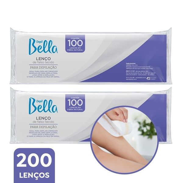 Kit 2 Lenço para Depilação Limpeza de Pele Falso Tecido Fibra Natural Branco Depil Bella 100un Kit 2 Lenço para Depilação Falso Tecido Fibra Natural Branco Depil Bella 100un