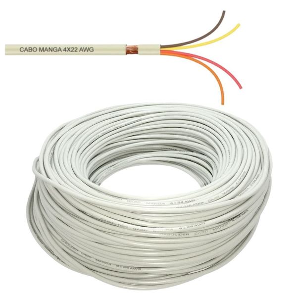 Cabo Manga 4x22 AWG 80 Metros 4 Vias para Automacao Comercial e Iluminacao LED RGB Sol e Agua Piscinas e Acessorios Cabo Manga 4 Vias 4x22 AWG 80 Metros para Automacao e Iluminacao LED RGB Sol e Agua Piscinas