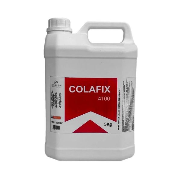 Cola de PVA Branca Colafix 4100 para Papelão e Madeira 5kg Borlen Brasil Cola de PVA Branca Colafix 4100 Papelão Madeira 5kg Borlen Brasil