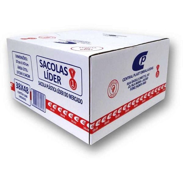 Sacola Plástica 38x48 com 1000 Unidades 18 Micras Transparente Central Plast Sacola Plástica 38x48 1000 Unidades 18 Micras Transparente Central Plast