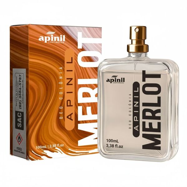 Deo Colônia Masculina Merlot Fragrância Oriental Amadeirada 100ML Apinil Deo Colônia Masculina Merlot Oriental Amadeirada 100ML Apinil