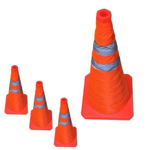 Kit 3 Cones de Sinalização Retráteis SU-CONE1-1 Dobráveis com Faixas Refletivas 70cm Laranja Leva Pra Casa Kit 3 Cones de Sinalização Retráteis SU-CONE1-1 Dobráveis 70cm Laranja Leva Pra Casa