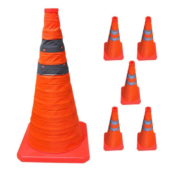 Kit 5 Cones Retráteis Viários SU-CONE1-1 Sinalizador 70cm com Faixas Refletivas Laranja Leva Pro Pet Kit 5 Cones Retráteis Viários SU-CONE1-1 70cm Refletivo Laranja Leva Pro Pet
