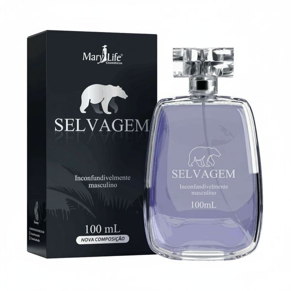 Deo Colônia Masculina Selvagem 100ML Fragrância Fougère Amadeirada com Âmbar Cinza Mary Life Deo Colônia Masculina Selvagem 100ML Fougère Amadeirada Mary Life