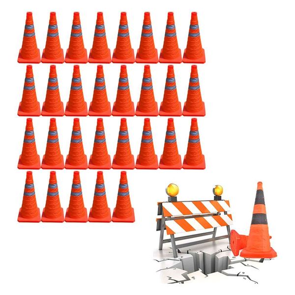 Kit 29 Cones Sinalizadores Retráteis SU-CONE3-1 Dobráveis com Faixas Refletivas Laranja AB Mídia Kit 29 Cones Sinalizadores Retráteis Dobráveis Laranja AB Mídia