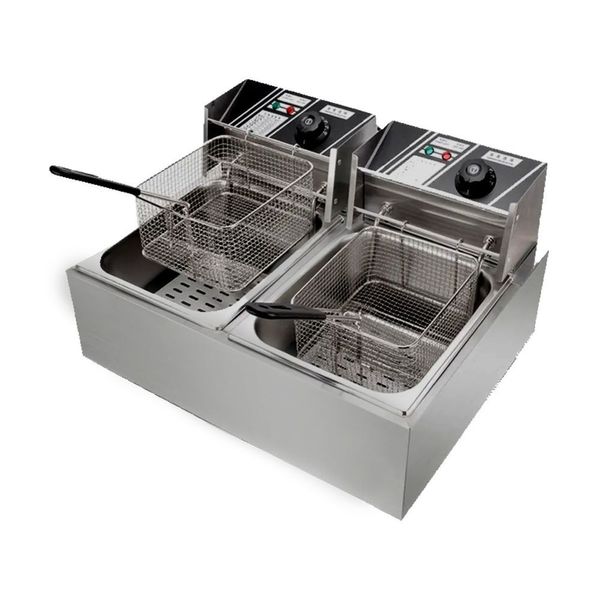 Fritadeira Elétrica 2 Cubas Stevan Metal ZL-10-220-STM 10L 5000W Aço Inox Temperatura Ajustável 220V Fritadeira Elétrica 2 Cubas Stevan Metal ZL-10-220-STM 10L 5000W Inox 220V