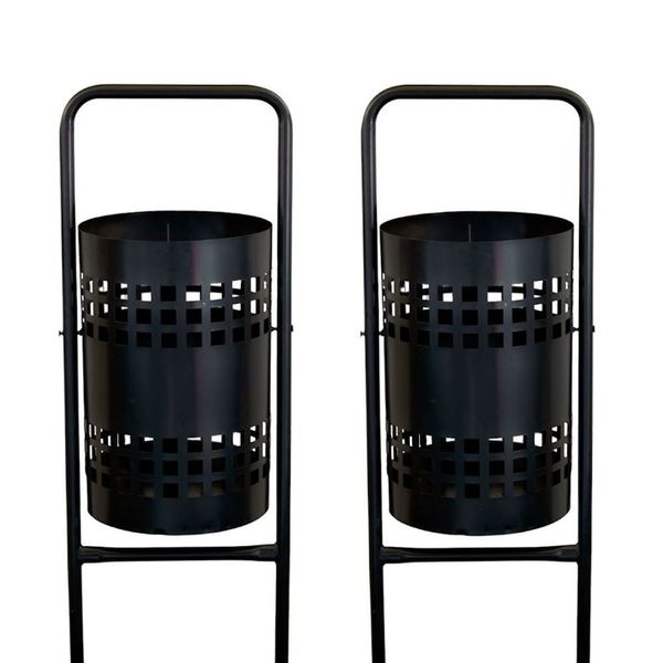 Kit 2 Lixeiras Redondas de Tela Aço Carbono 40L Pintura Eletrostática Preta 113cm Metalmig Kit 2 Lixeiras Redondas Tela Aço Carbono 40L Preta 113cm Metalmig