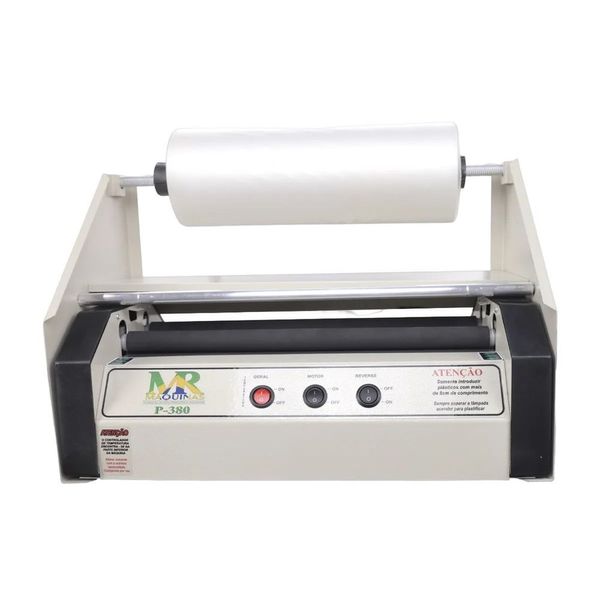 Plastificadora P380 com Suporte Bobina BOPP Fosco 35cm 4 Cilindros 220V MR Máquinas Plastificadora P380 Bobina BOPP Fosco 35cm 4 Cilindros 220V MR Máquinas