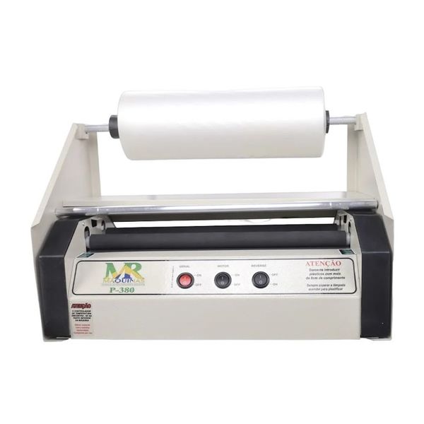 Plastificadora P380 com Suporte Bobina BOPP Brilho 35cm 4 Cilindros 220V MR Máquinas Plastificadora P380 Bobina BOPP Brilho 35cm 220V MR Máquinas