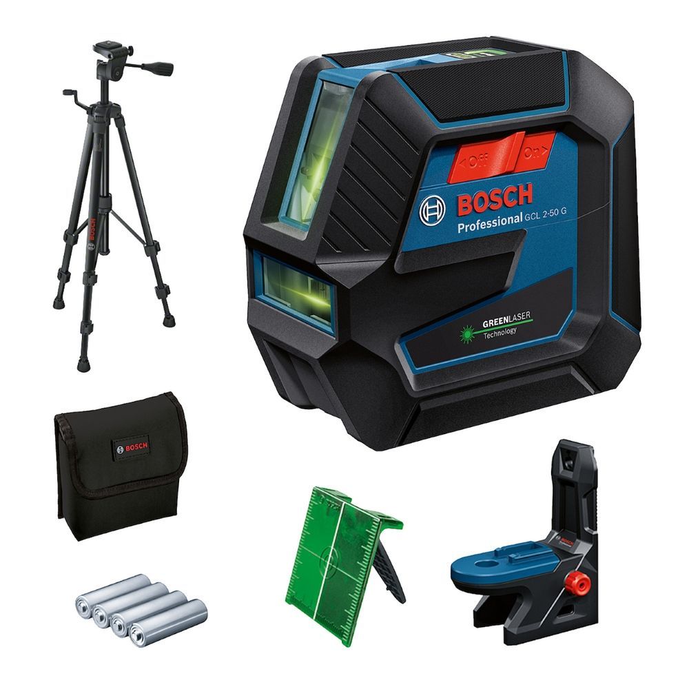 Nível a Laser GCL 2-50 g com Laser Verde 4x Mais Visível e Pontos de Prumo Inox Bosch