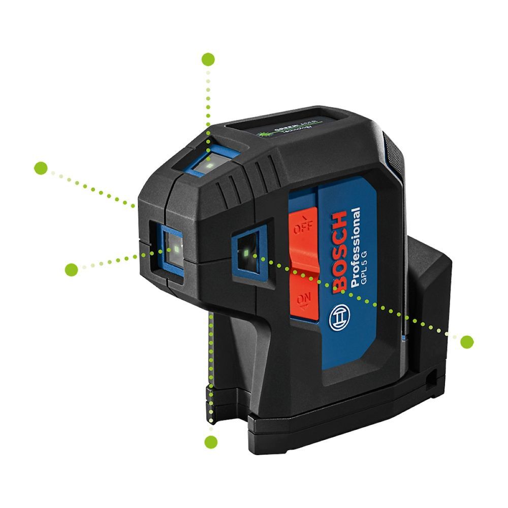 Nível a Laser Verde GPL 5 g com 5 Pontos de Referência e Visibilidade Até 4 Vezes Superior em Ambientes Claros Bosch