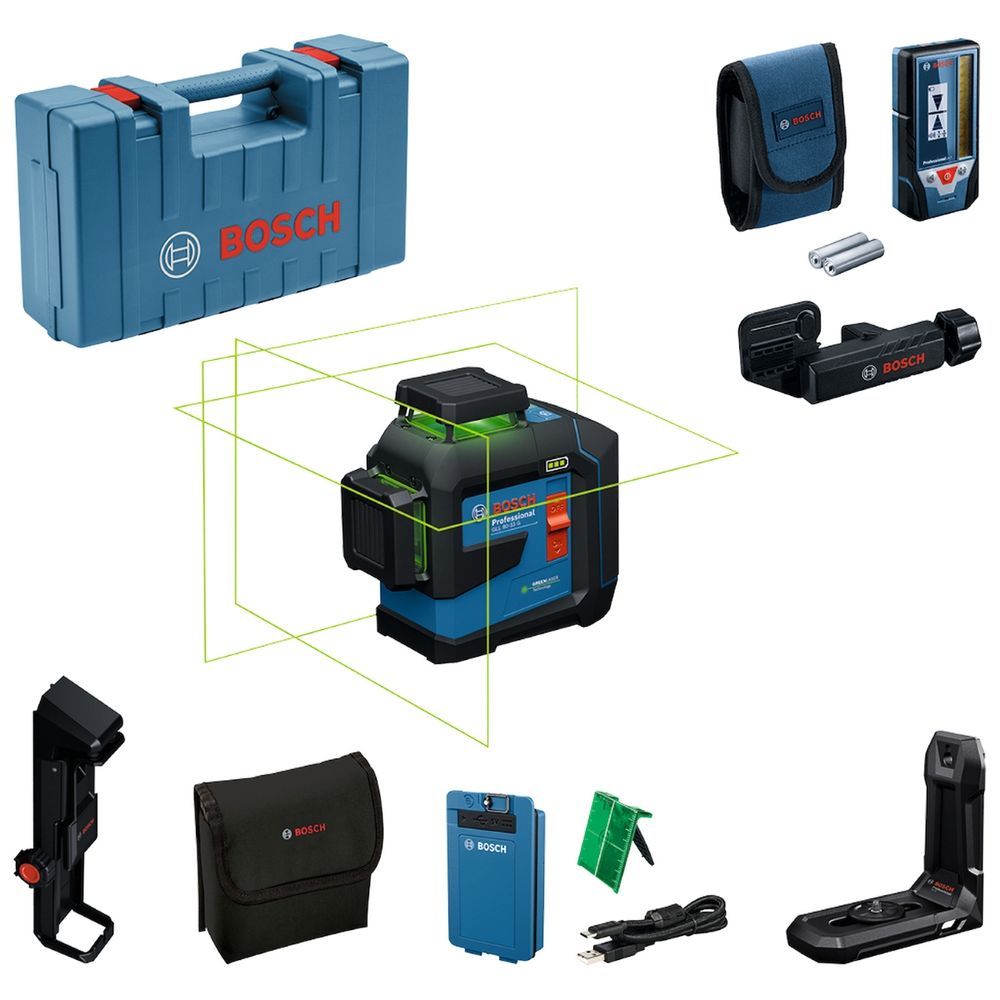 Nível a Laser GLL 80-33 g Li com Tecnologia de Linhas Verdes 360 graus  IP65 Preto Bosch