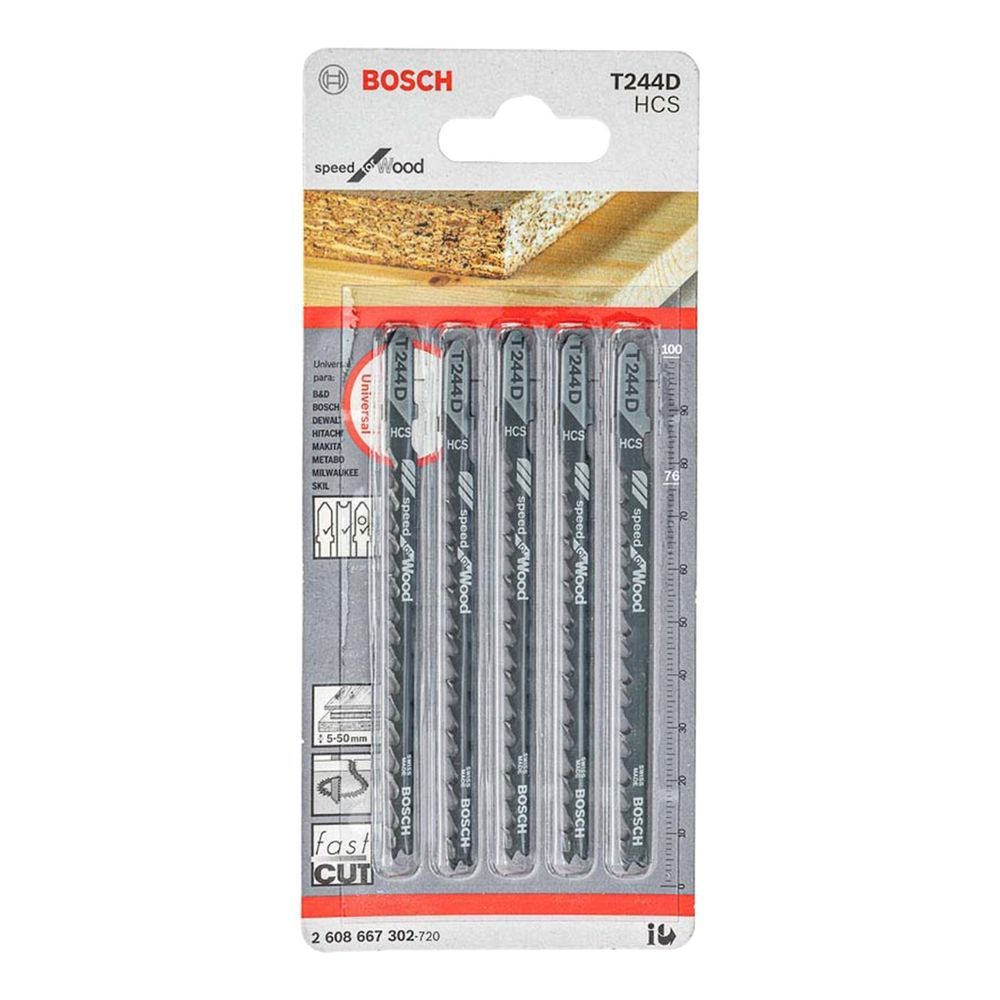 Lâmina Serra Tico T244D Speed For Wood com Passo de Dentes Progressivo 5 Peças Bivolt Bosch