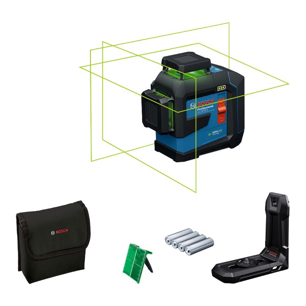 Nível a Laser GLL 80-33 g com Linhas Verdes de Alta Visibilidade e Auto Nivelamento 360 graus  Verde Bosch