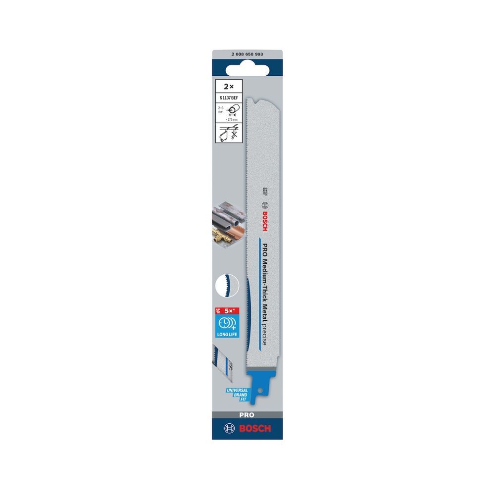 Lâmina para Serra Sabre S1137BEF Corte de Metais Geometria de Dentes 2x2 Prata Bosch