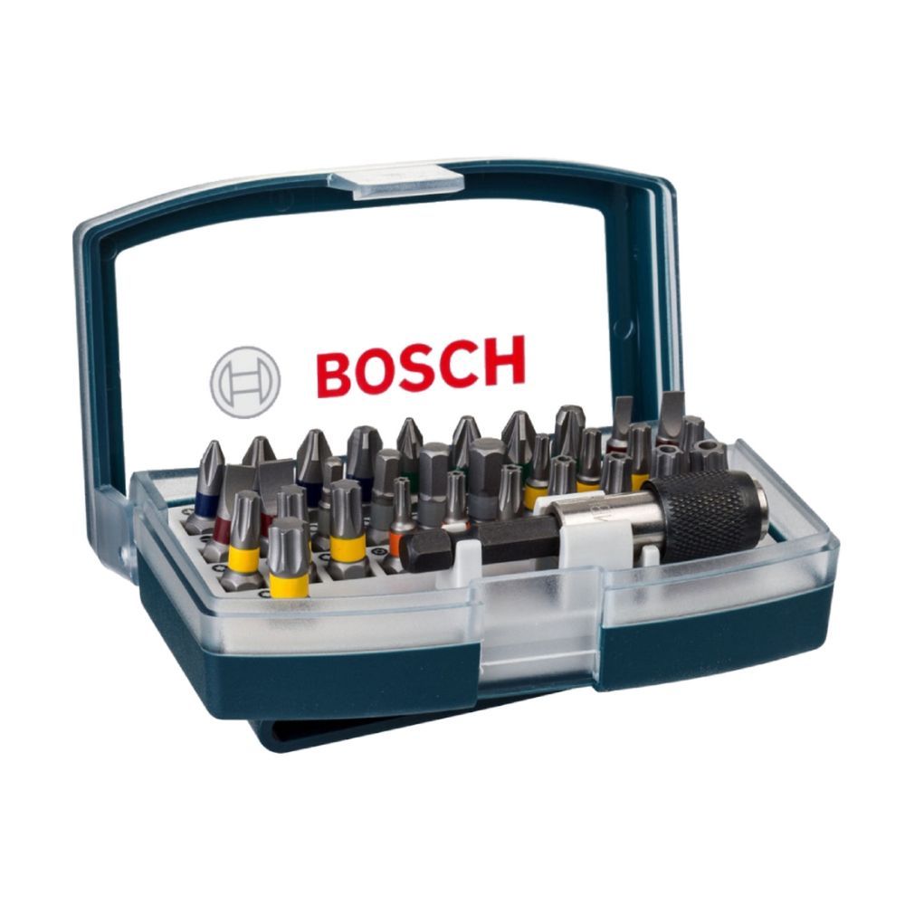 Kit de Pontas para Parafusar Bosch com 32 Peças com Zona de Torção Cônica 1-4 e Engate Rápido
