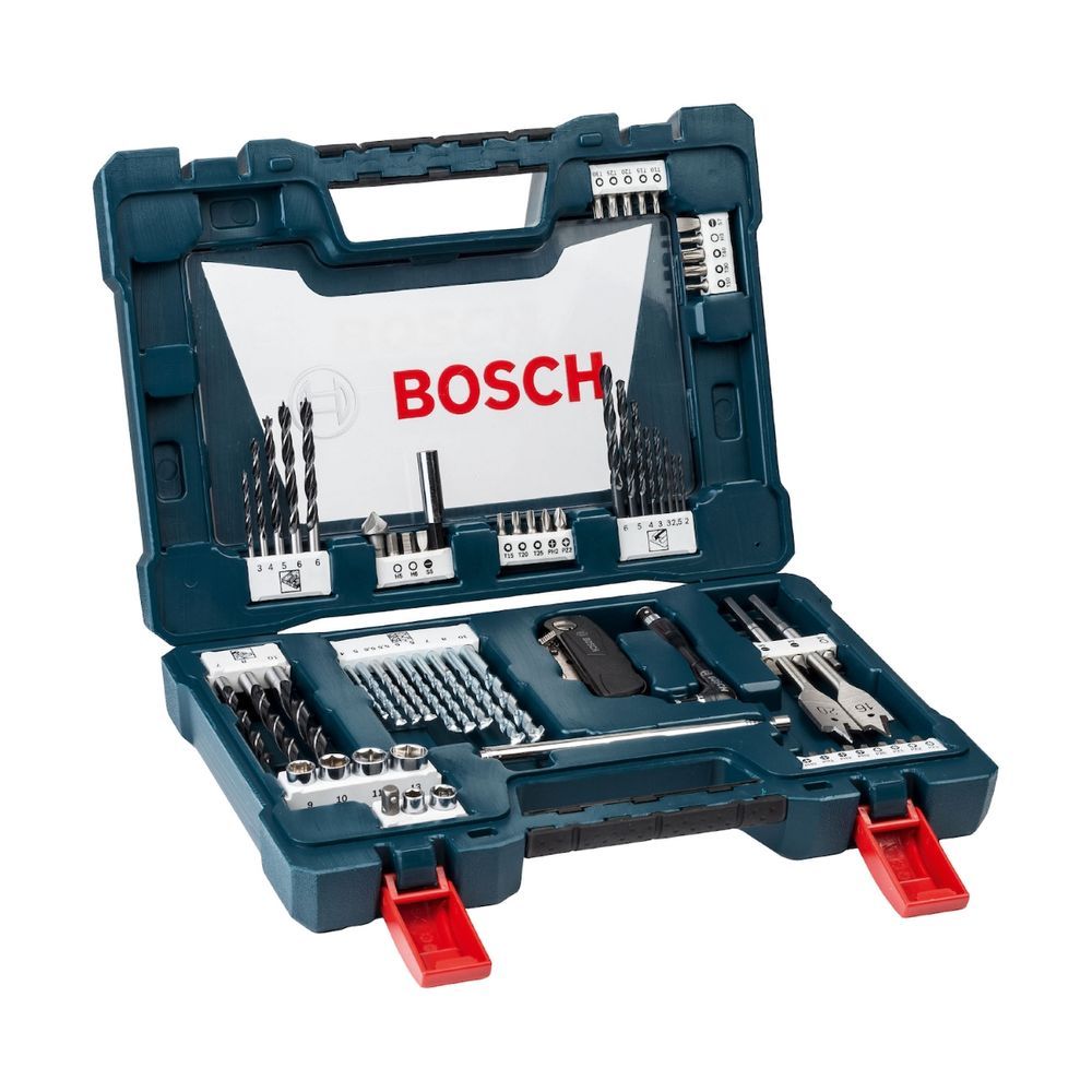 Kit de Brocas e Pontas V-line 68 Peças com Revestimento de Titânio e Suporte Magnético Bosch