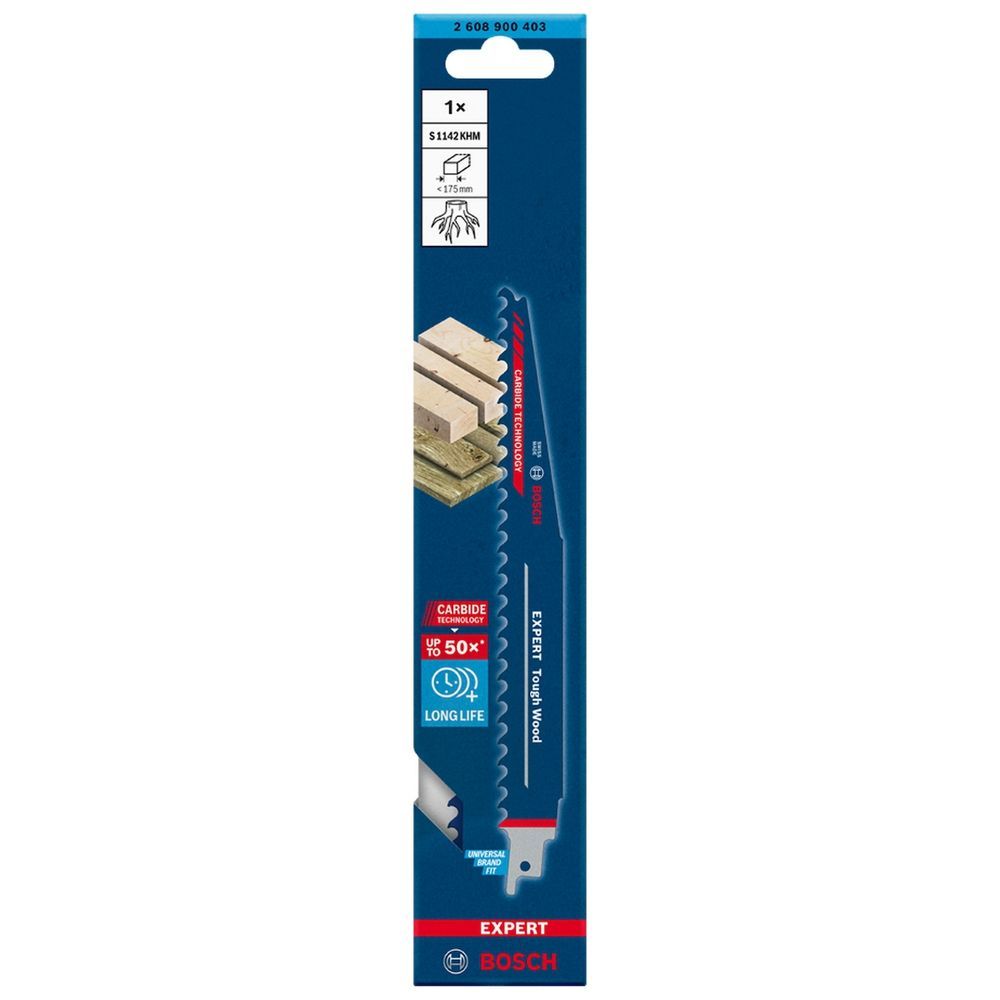 Lâmina de Serra Sabre Expert Tough Wood S1142KHM Corte Agressivo em Madeira 225mm Prata Bosch
