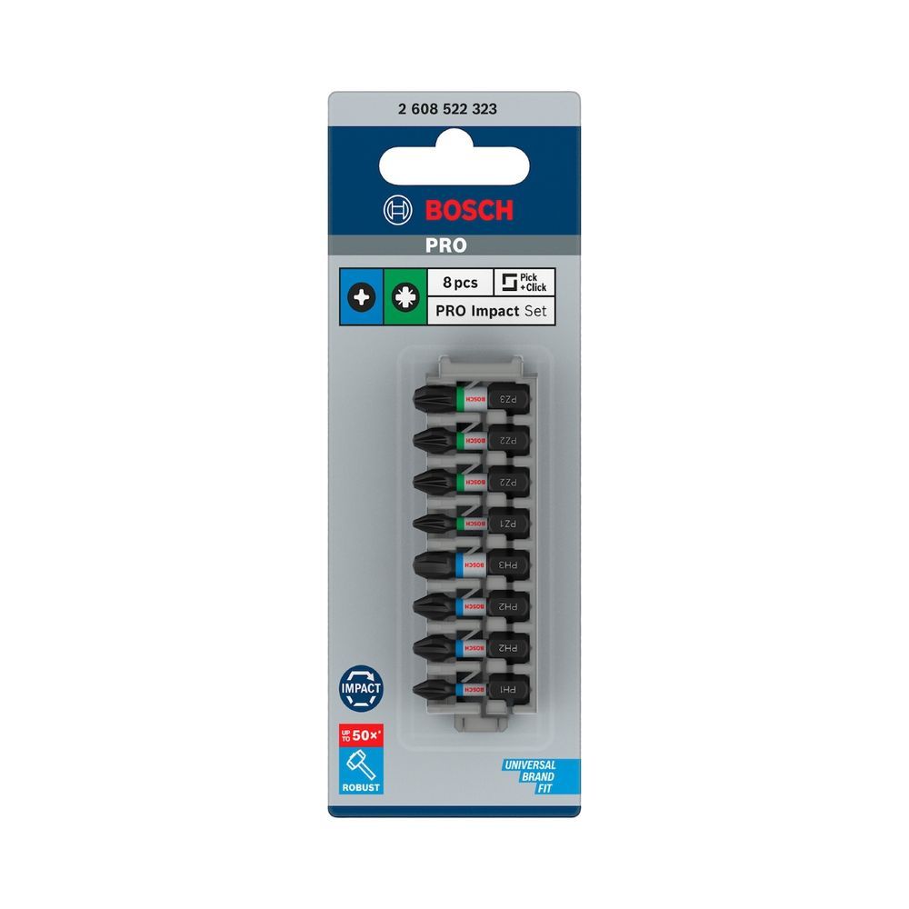 Jogo de Bits Pro Impact com Alta Resistência e Zona de Torção Alongada Inox Bosch