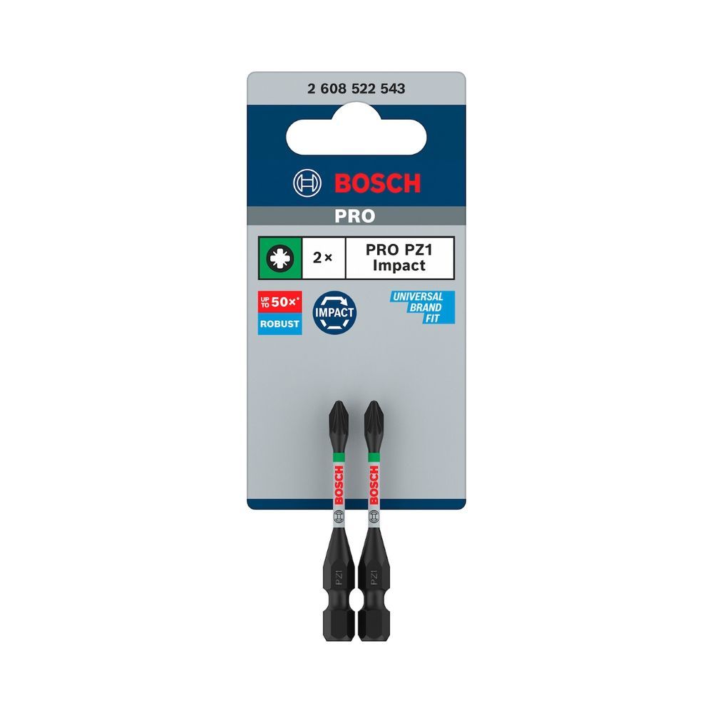 Jogo de Bits Pro Impact com Bits PZ1 55mm para Chaves de Impacto com Zona de Torção Alongada Preto Bosch
