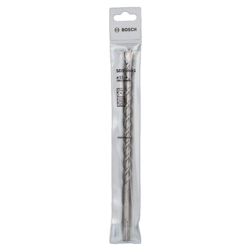 Broca Sds Plus-1 para Concreto com Duas Arestas de Corte em Carbeto de Tungstênio 12x200x260MM Prata Bosch