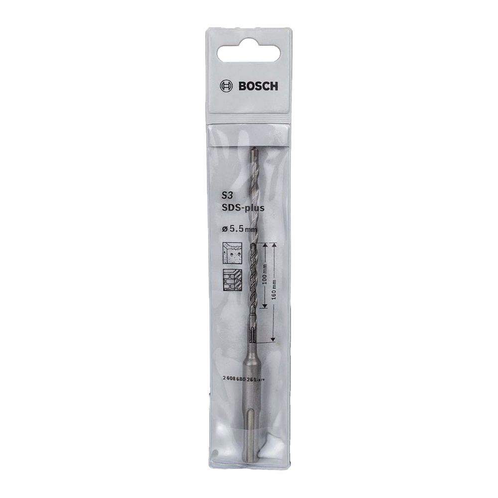 Broca Sds Plus-1 para Concreto com Duas Arestas de Corte em Carbeto de Tungstênio 5,5x100x160 mm Bivolt Bosch